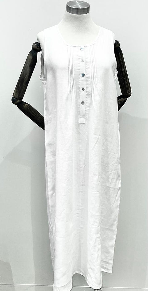 Linen Pintuck Nighty White